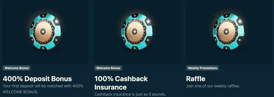 Dendera Casino bonuses: 400% on deposit, 100% cashback and draws